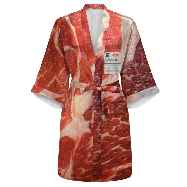 Human Meat Satin Kimono Robe