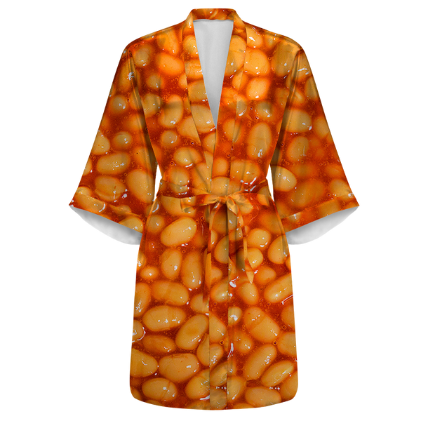 Baked Beans Satin Kimono Robe