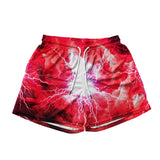 Red Lightning Mesh Short