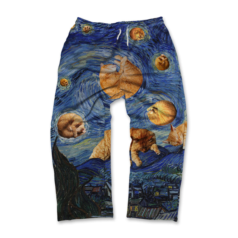 Van Gogh The Kitty Night Unisex Lounge Pants