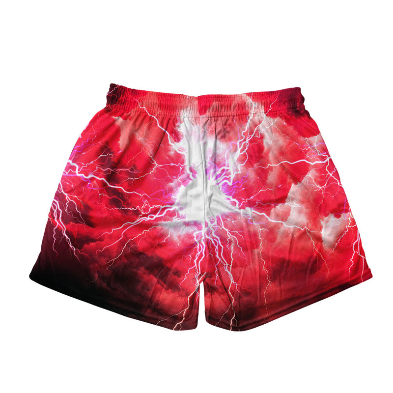 Red Lightning Mesh Short