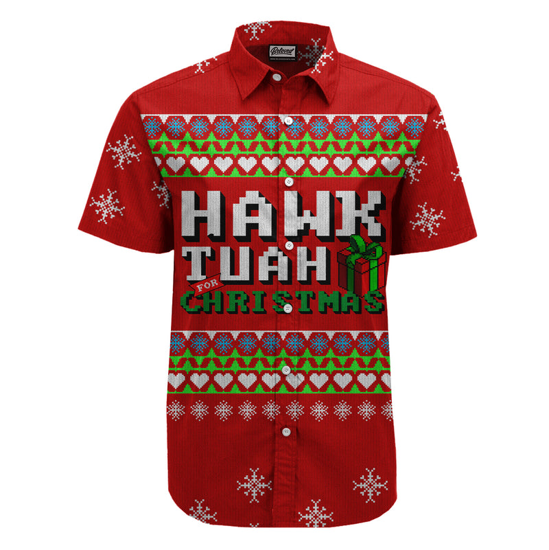 Hawk Tuah For Christmas Neon Button Up