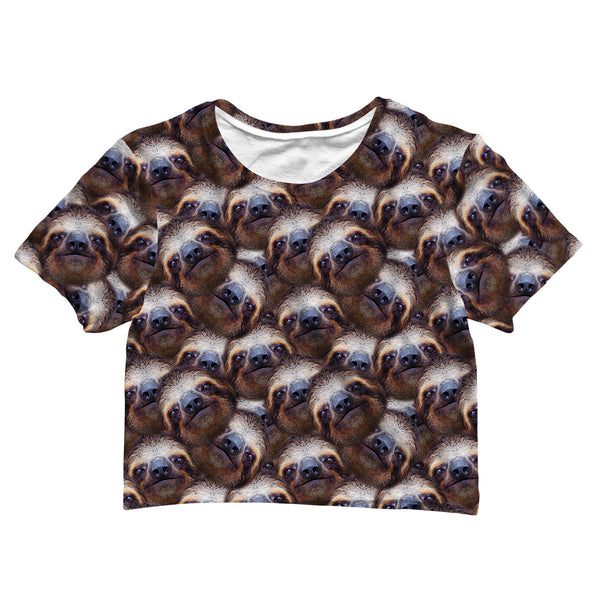 Sloth All Over Face Crop Tee