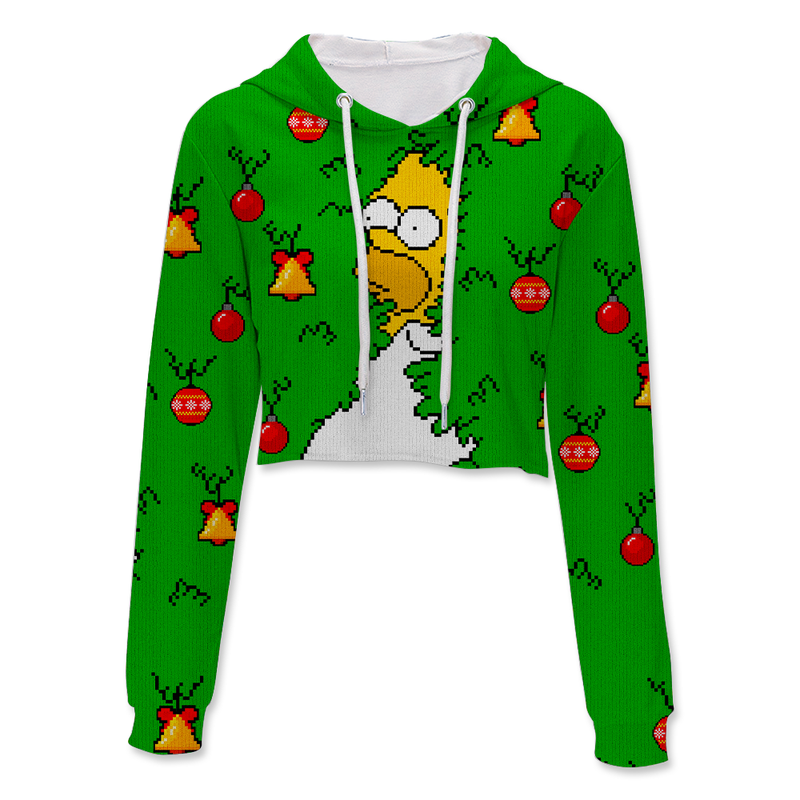 Homer Gone Christmas Crop Hoodie