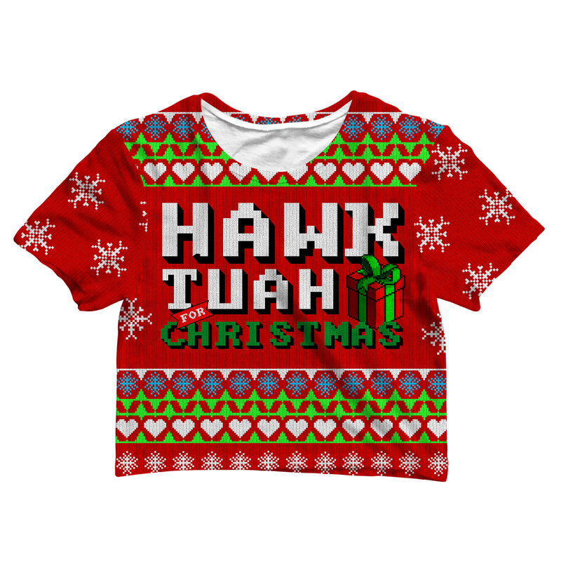 Hawk Tuah For Christmas Crop Tee