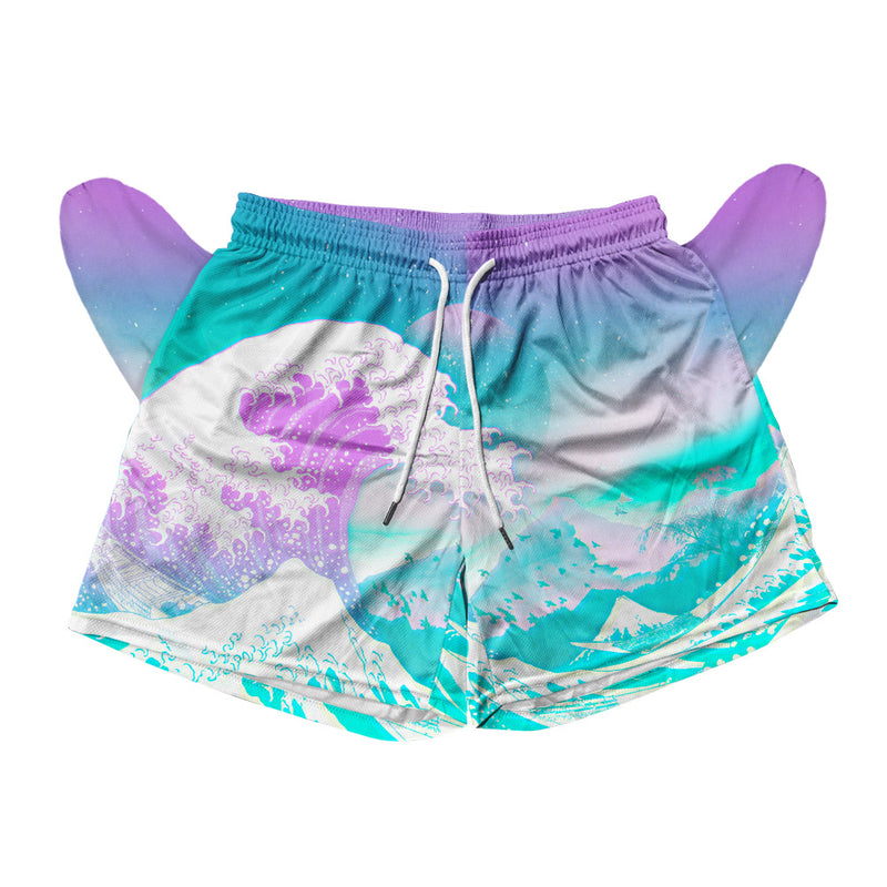 Great Wave Vaporwave Mesh Shorts