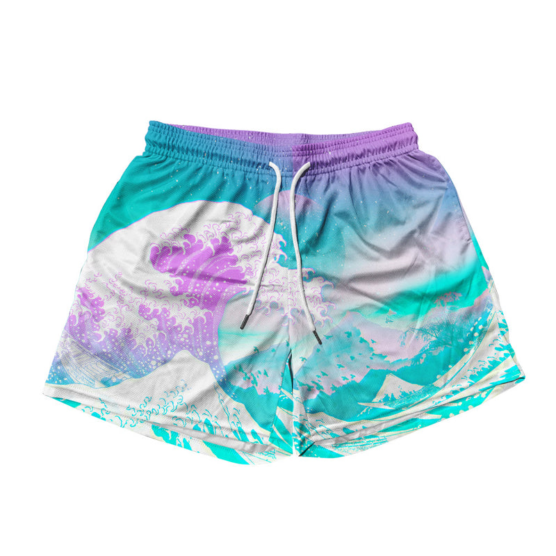 Great Wave Vaporwave Mesh Shorts