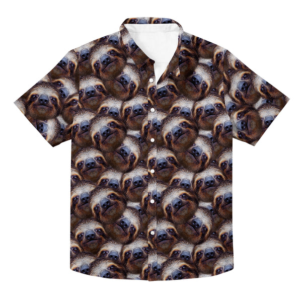 Sloth All Over Face Hawaiian Button Up