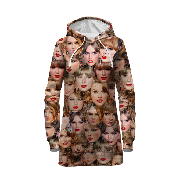 Taylor Allover Face Hoodie Dress