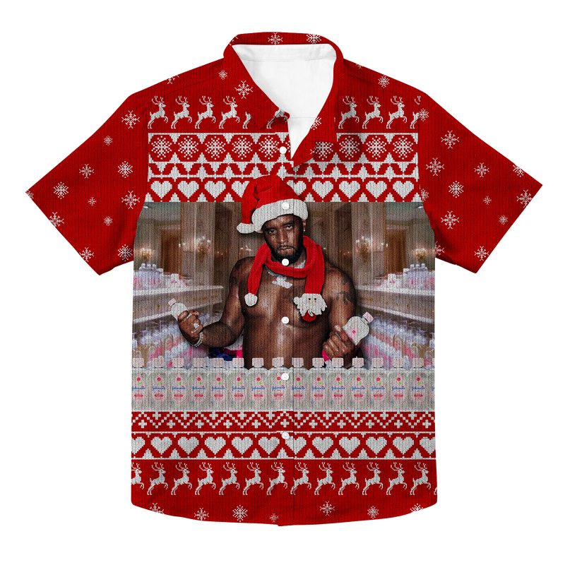 Diddy Oil Christmas Hawaiian Button Up