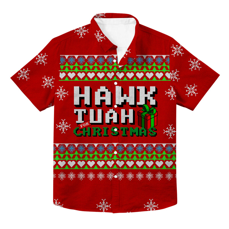 Hawk Tuah For Christmas Hawaiian Button Up