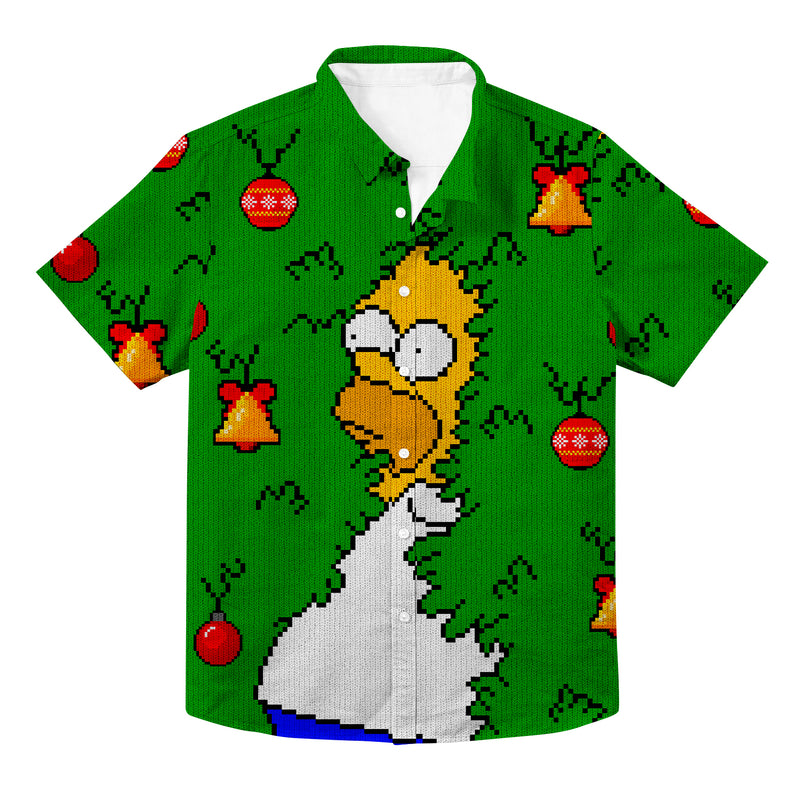 Homer Gone Christmas Hawaiian Button Up