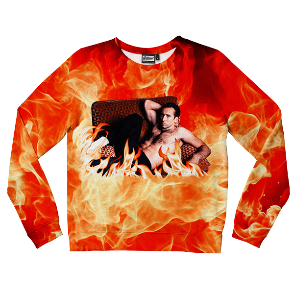 Nicolas Cage On Fire Kids Sweatshirt