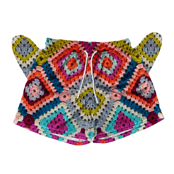 Diamond Crochet Pattern Mesh Shorts