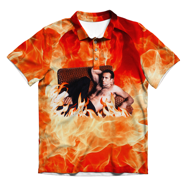 Nicolas Cage On Fire Men's Polo Shirt