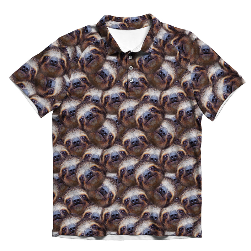 Sloth All Over Face Men's Polo Shirt