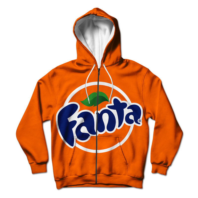 Fanta Orange Soda Unisex Zip Up Hoodie