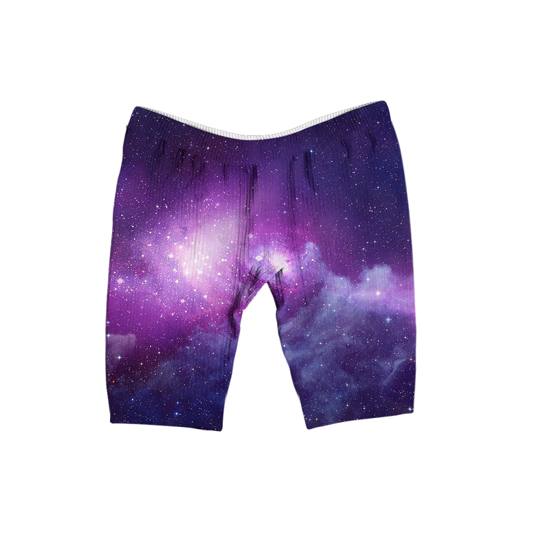 Purple Galaxy Women's Ribbed Shorts