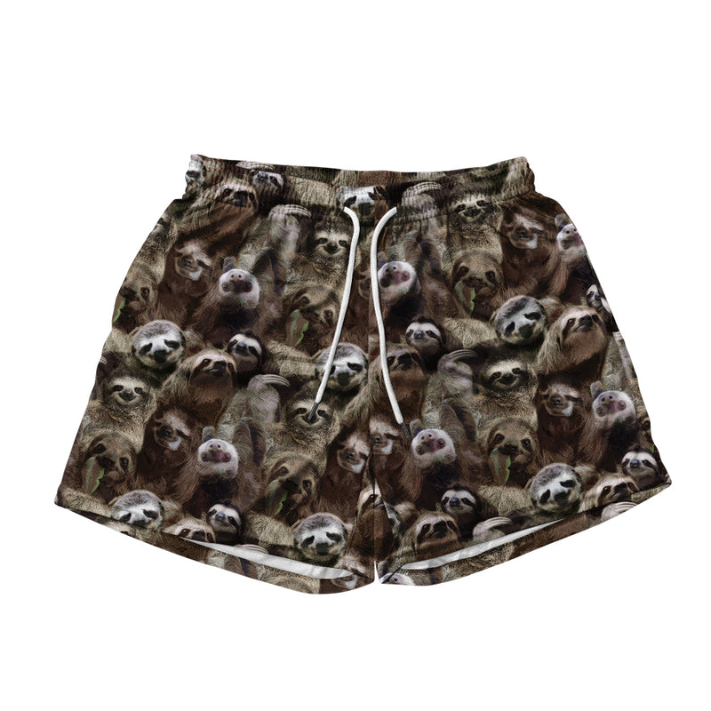 Sloth Pattern Mesh Shorts