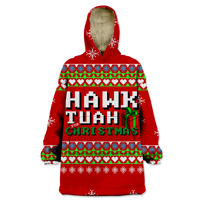 Hawk Tuah For Christmas Wearable Blanket Hoodie