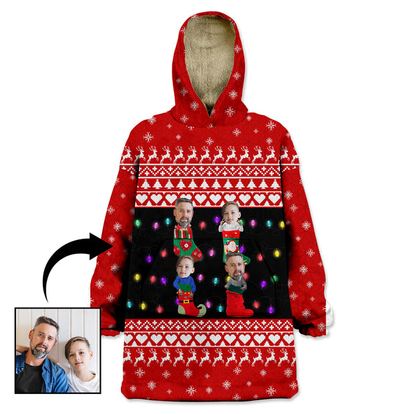 Custom Christmas Socks Wearable Blanket Hoodie