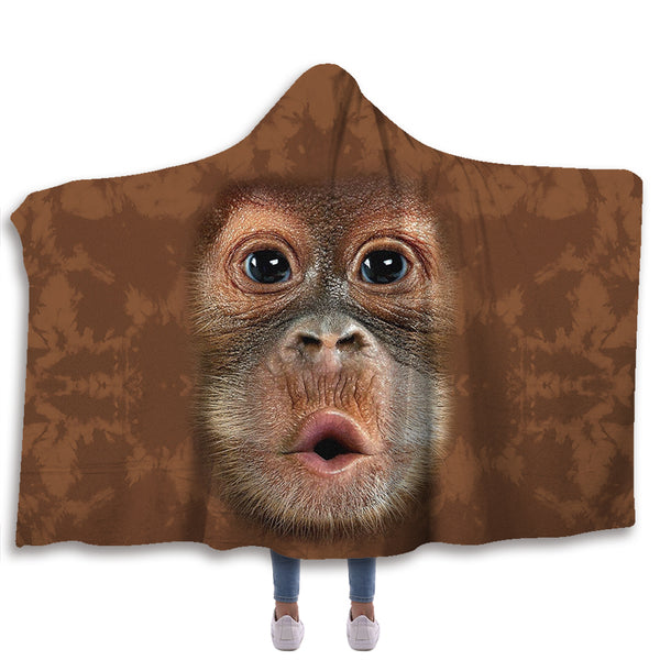 Baby Orangutan Hooded Blanket
