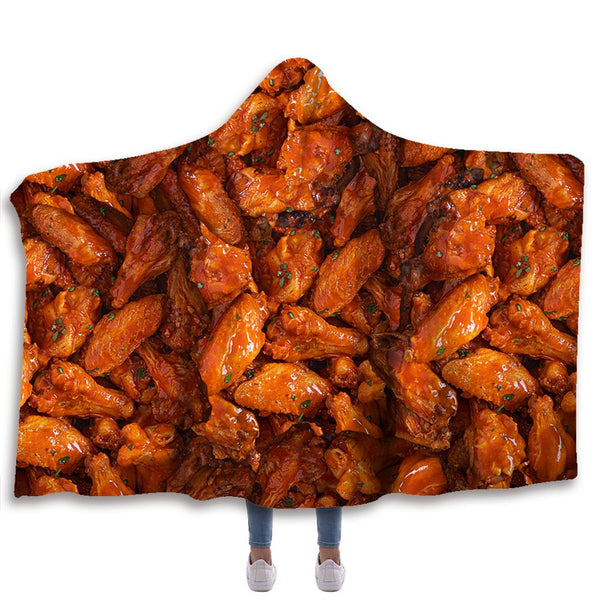 Chicken Wings Hooded Blanket