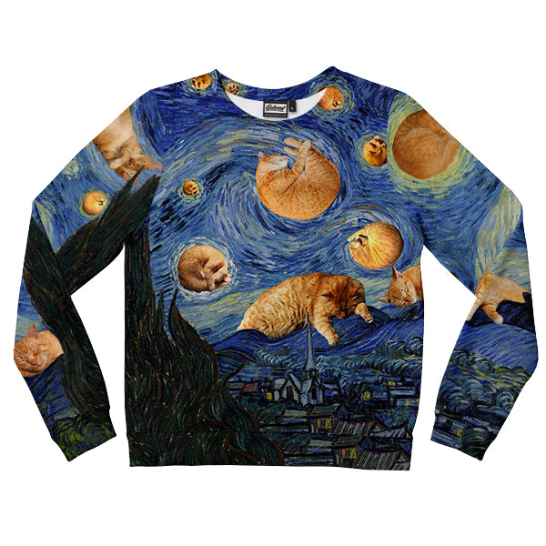 Van Gogh The Kitty Night Kids Sweatshirt