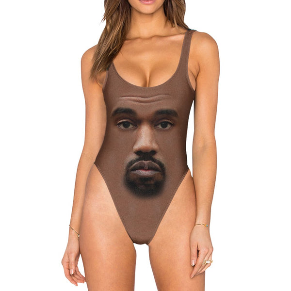 Kanye Face Swimsuit - High Legged