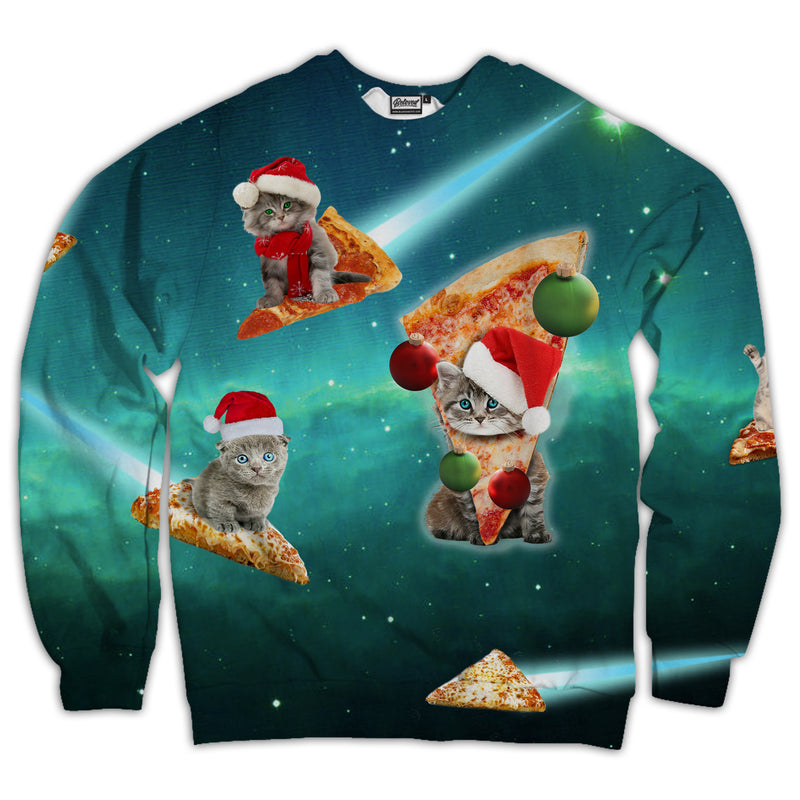 Meowie Christmas Pizza Cats Unisex Sweatshirt