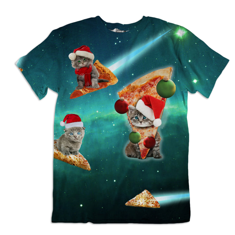Meowie Christmas Pizza Cats Unisex Tee