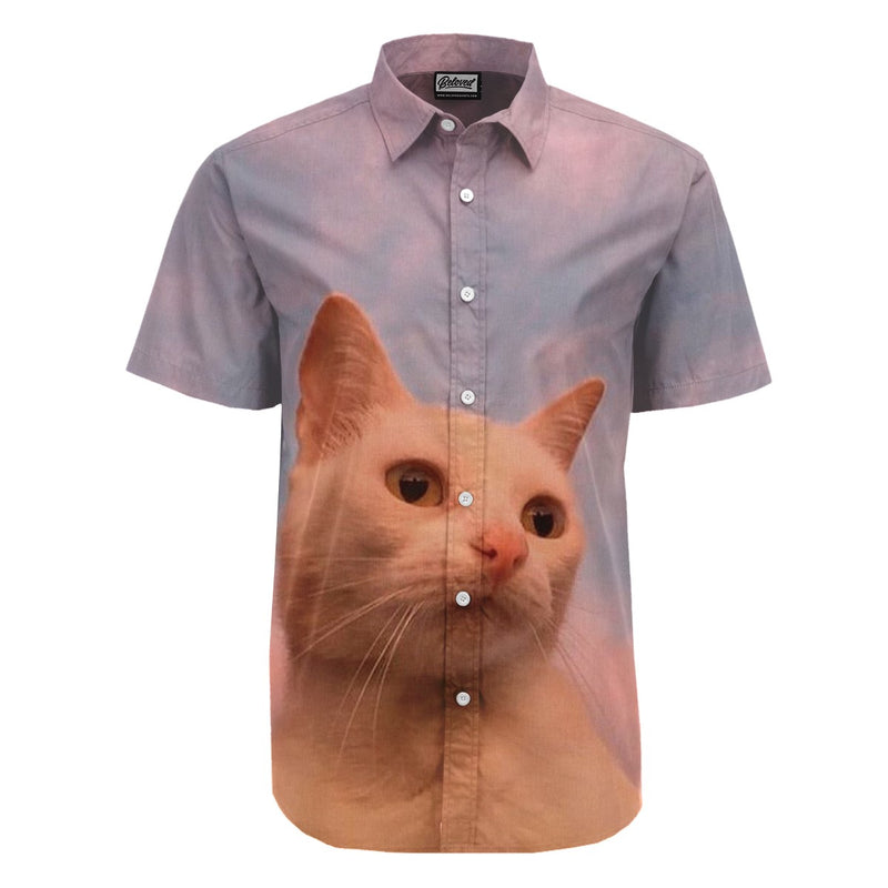 Thinking Cat Button Up