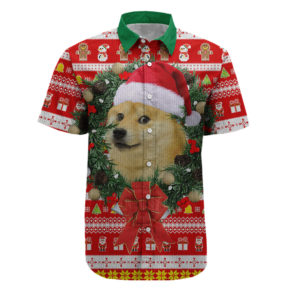 Christmas Doge Button Up