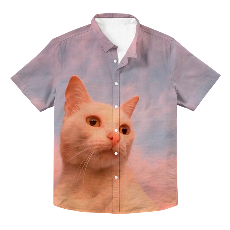 Thinking Cat Hawaiian Button Up