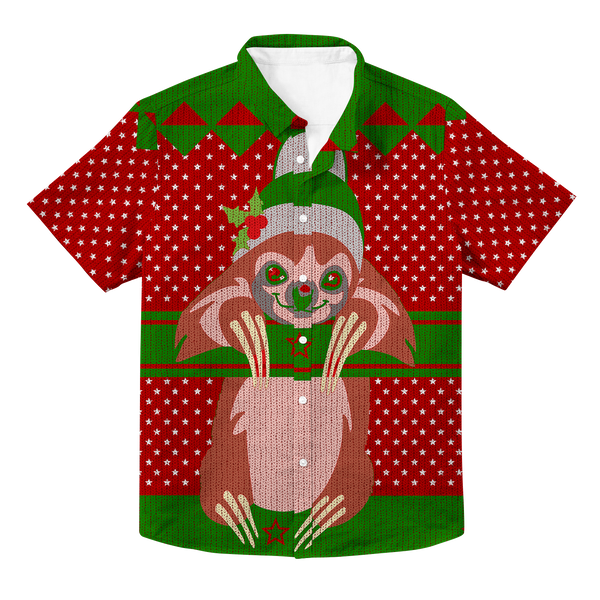 Sloth Christmas Hawaiian Button Up