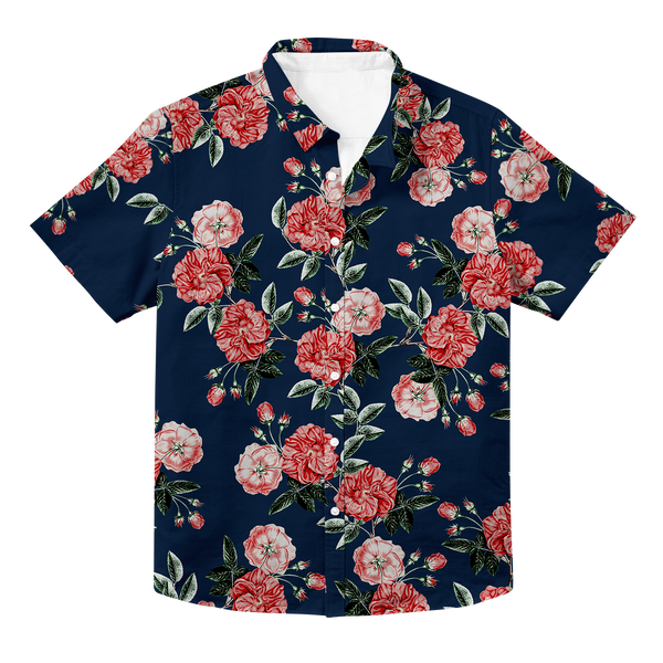 Vintage Rose Hawaiian Button Up