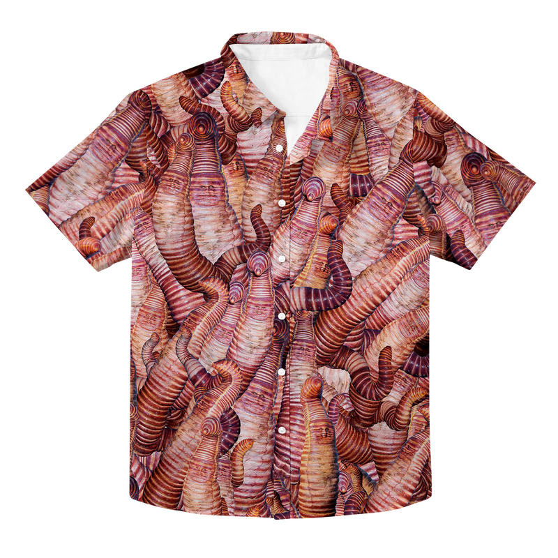 Heidi Klum Worm Pattern Hawaiian Button Up