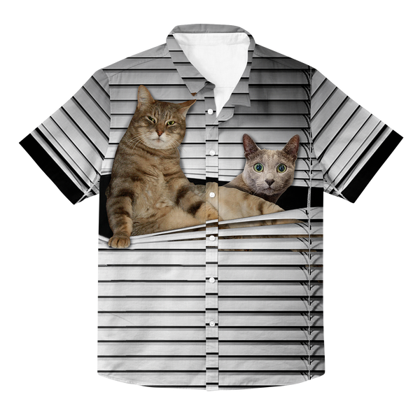Judgemental Cats Hawaiian Button Up