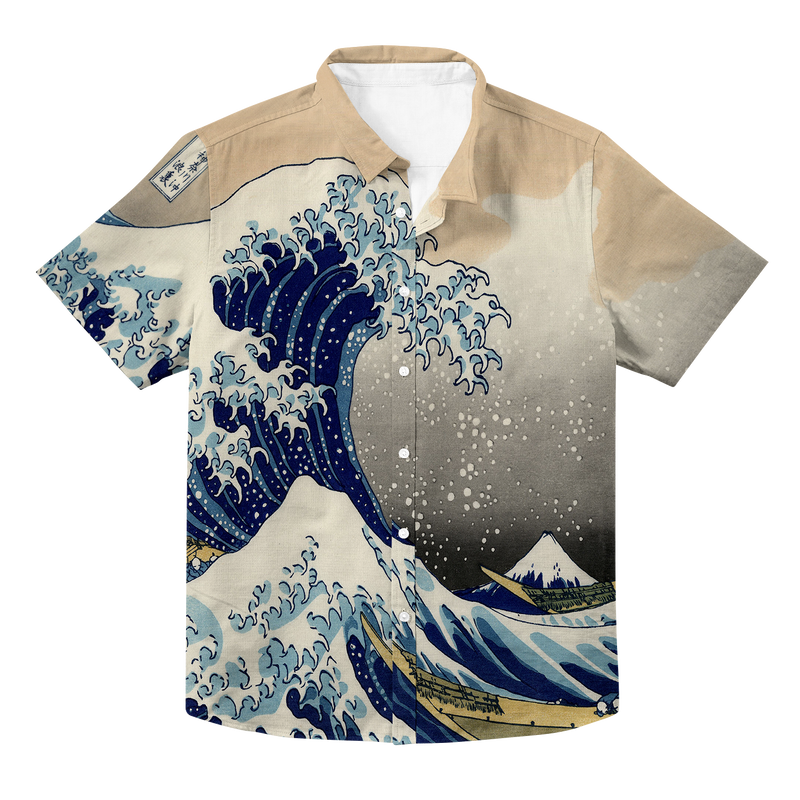 Great Wave Hawaiian Button Up