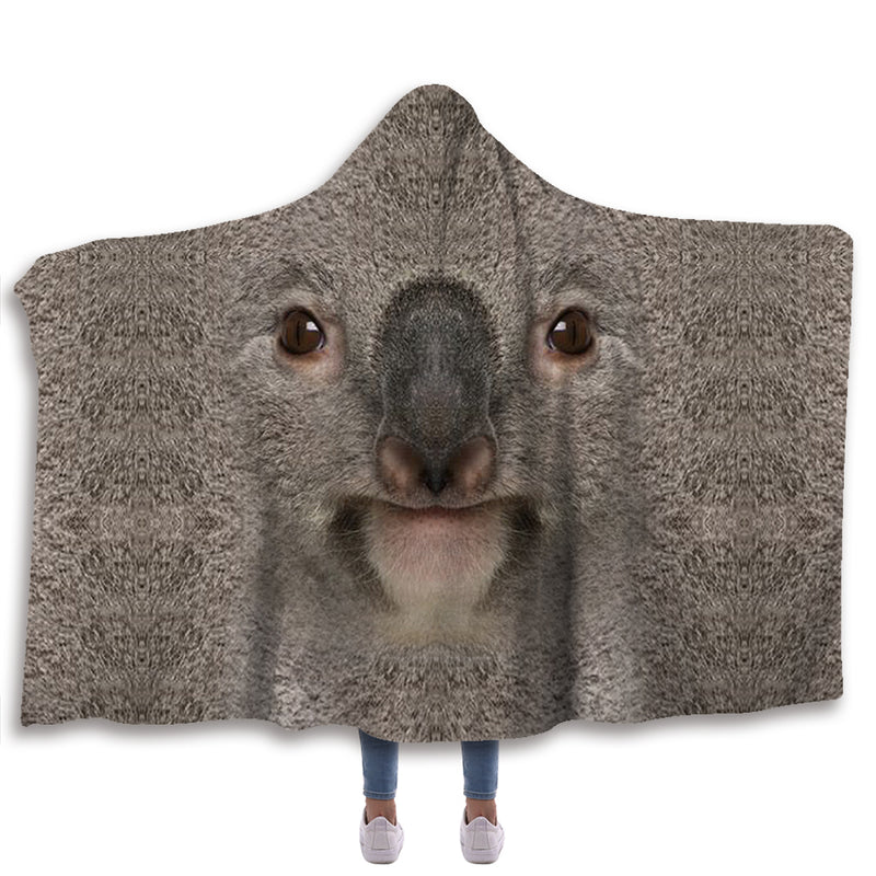 Koala Face Hooded Blanket