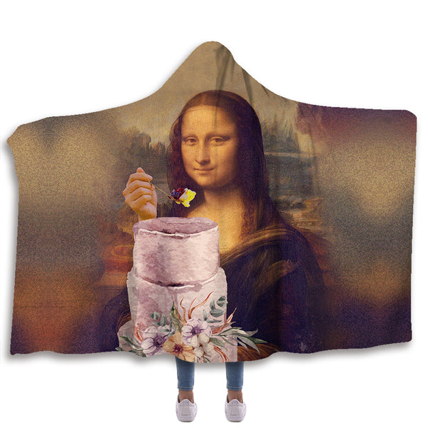 Mona Lisa Cake Hooded Blanket