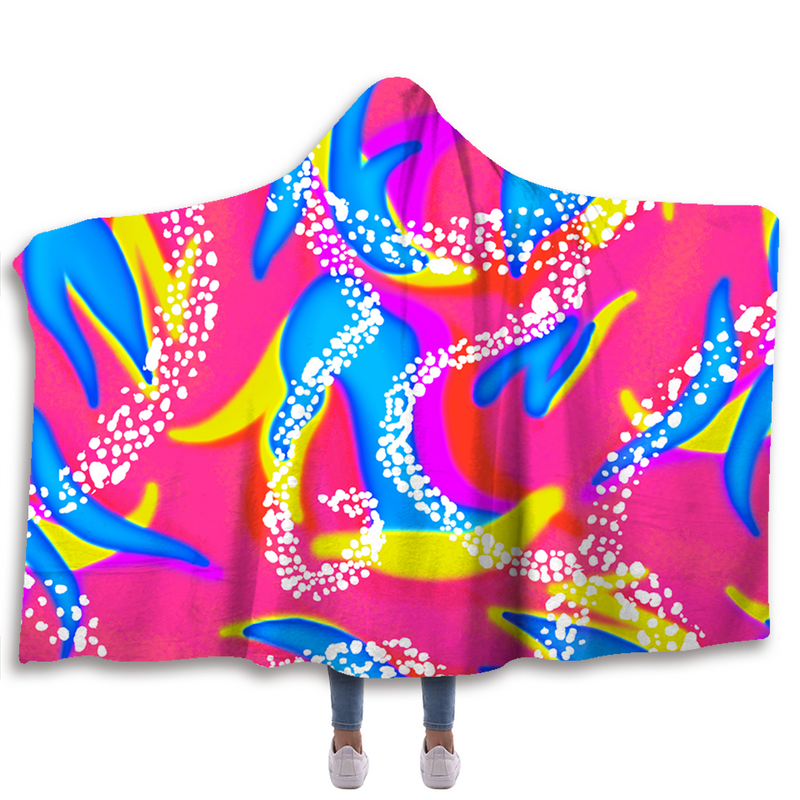 90's Neon Hooded Blanket