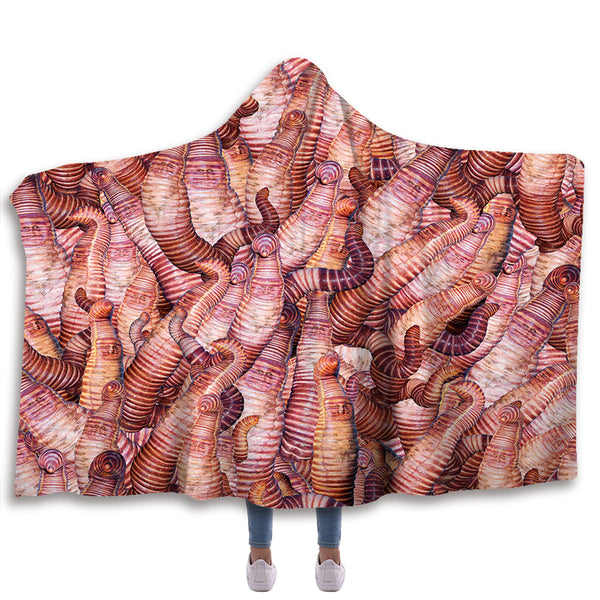 Heidi Klum Worm Pattern Hooded Blanket