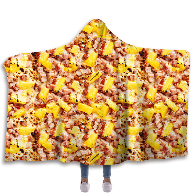 Hawaiian Pizza Hooded Blanket