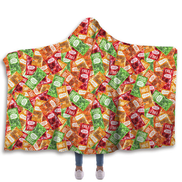 Hot Sauce Packets Hooded Blanket