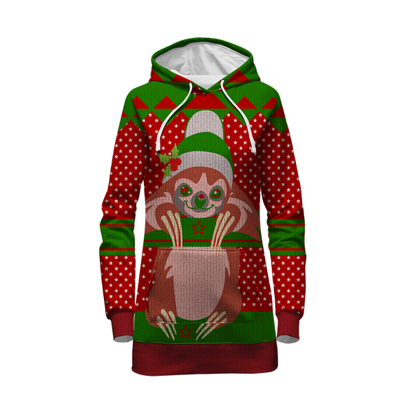 Sloth Christmas Sweater Hoodie Dress