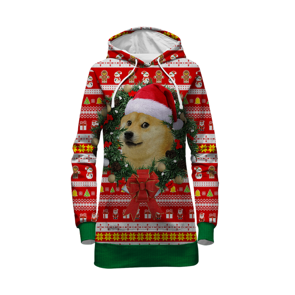 Christmas Doge Hoodie Dress