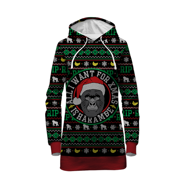 All I Want For Xmas Is Harambe Hoodie Dress