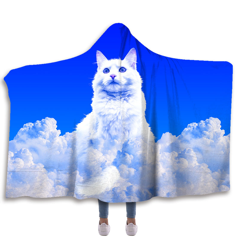 Cat Clouds Hooded Blanket