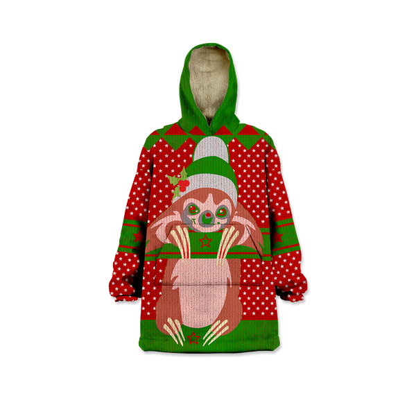Sloth Christmas Kids Blanket Hoodie